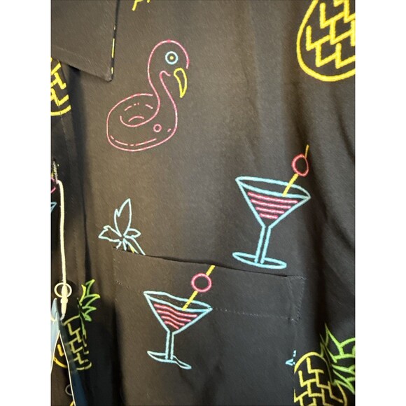 NEW VSTR 4 Way Stretch Black Silky Shirt Neon Lights Small $50 - Picture 5 of 6